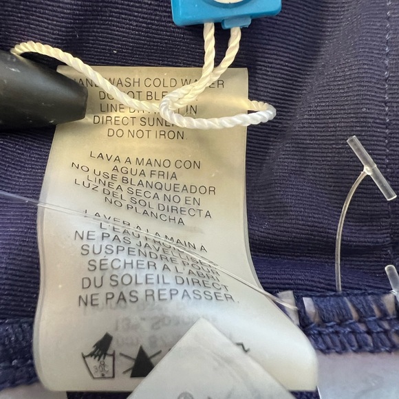 Bleu Rod Beattie Sarong Swim Bottoms Hipster Fold Over Navy Blue White Size 14 - Picture 5 of 6